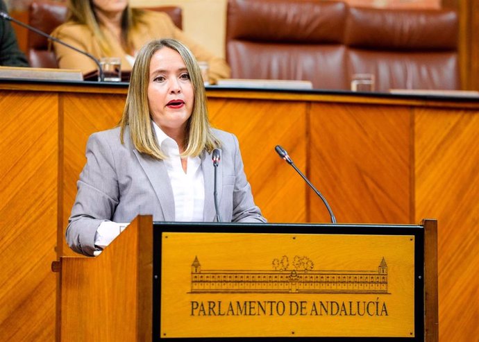 La diputada del PSOE-A Alicia Murillo interviene en el Pleno del Parlamento andaluz.