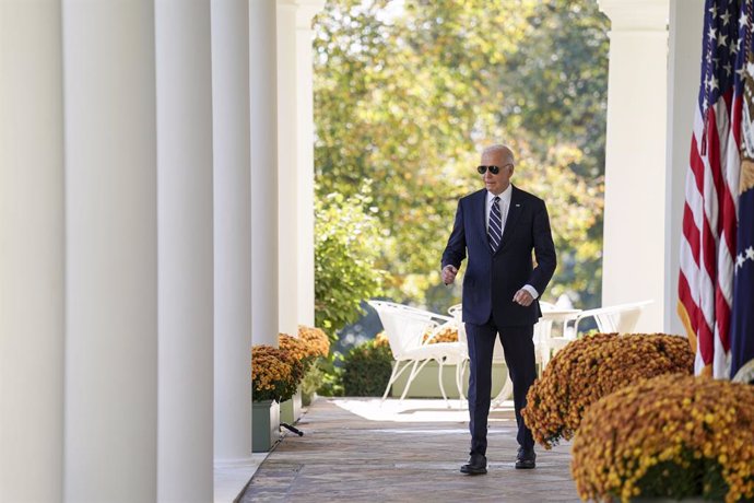 November 7, 2024, Washington, District Of Columbia, USA: United States President Joe Biden arrives to speak during an address to the nation in the Rose Garden of the White House in Washington, DC, US, on Thursday, Nov. 7, 2024. Biden stated he accepts the