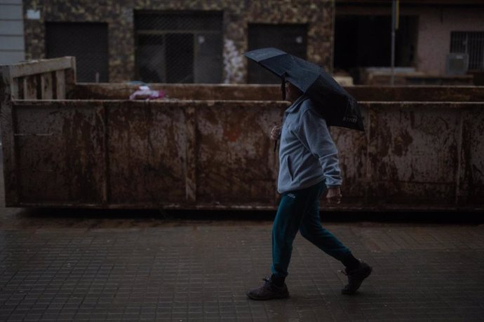 Lluvia en la zona afectada, a 13 de noviembre de 2024, en Valencia, Comunidad Valenciana (España).