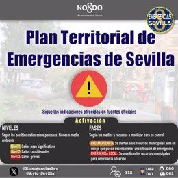 Activado en Sevilla el plan municipal en fase de preemergencia por el aviso naranja por fuertes lluvias