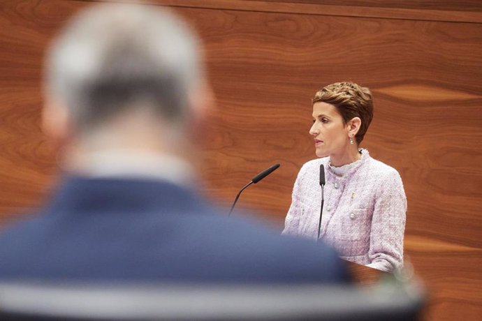 La presidenta del Gobierno de Navarra, María Chivite, interviene en el Debate sobre el Estado de la Comunidad.