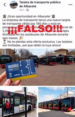 Bulo sobre un bono del autobús urbano de Albacete.