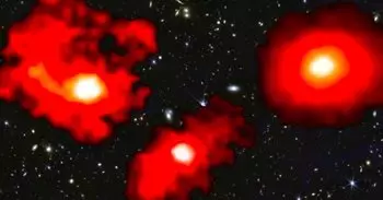 Tres 'monstruos rojos' desafían los modelos de formación de galaxias