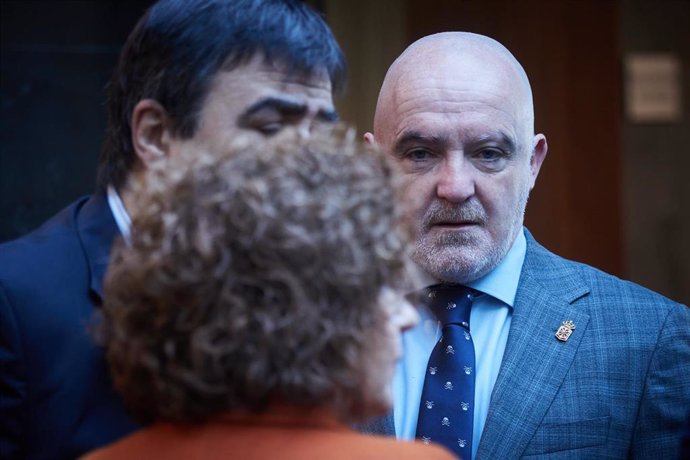 El portavoz de UPN en el Parlamento de Navarra, Javier Esparza, en la sede del Legislativo foral durante el Debate sobre el Estado de la Comunidad.