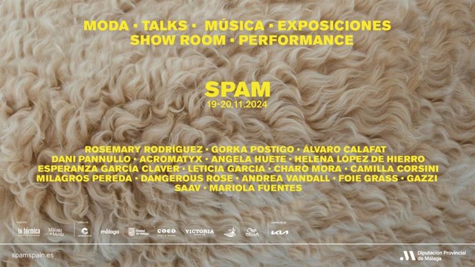 Cartel anunciador de SPAM, evento en torno a la moda que tiene al I Premio de Moda Internacional David Delfín Talento Original a la cabeza.