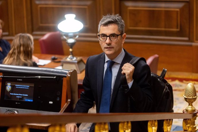 El ministro de la Presidencia, Relaciones con las Cortes y Justicia, Félix Bolaños, durante un pleno en el Congreso de los Diputados.