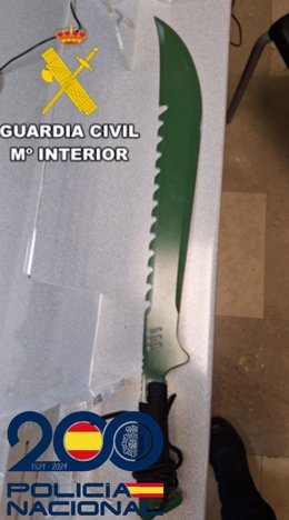 Machete con el que el detenido en Burgos agredió a un joven.