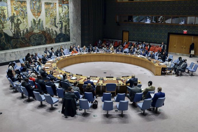 Archivo - BEIJING, May 15, 2019  Photo taken on May 14, 2019 shows the United Nations Security Council holding a meeting on the situation in Sudan and South Sudan, at the UN headquarters in New York. The United Nations Security Council Tuesday unanimously