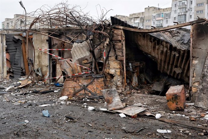 10 November 2024, Ukraine, Odesa: Garages destroyed in a Russian nighttime drone attack, Odesa, southern Ukraine, Photo: -/Ukrinform/dpa