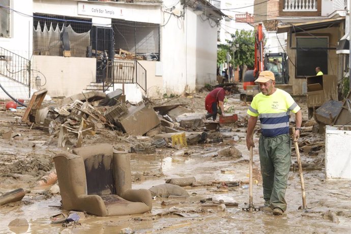 Detalle del municipio de Benagarmosa, de la Axarquía, tras el paso de la DANA, a 14 de noviembre de 2024 en Málaga (Andalucía, España).