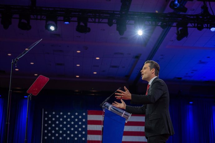 Archivo - February 23, 2024, Oxon Hill, Maryland, USA: United States Representative Matt Gaetz (Republican of Florida) at the 2024 Conservative Political Action Conference (CPAC) in National Harbor, Maryland, U.S., on Friday, February 23, 2024