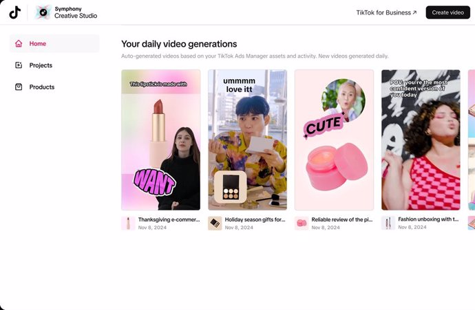 La plataforma Symphony Creative Studio de TikTok.