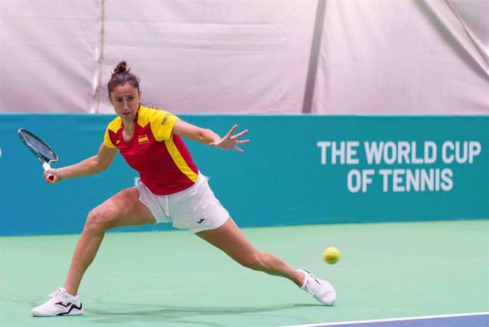 La tenista española Sara Sorribes durante la Billie Jean King Cup.