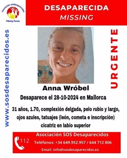 Cartel de la desaparición de Anna Wróbel.