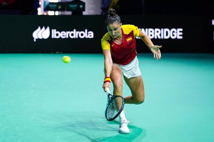 Sara Sorribes durante las Finales de la Billie Jean King Cup 2024