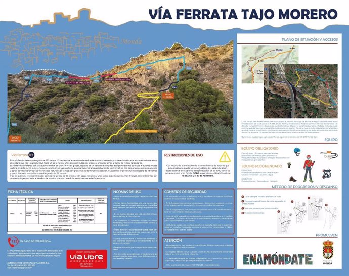 Monda inaugura el domingo la vía ferrata Tajo Morero con 351 metros acondicionados para la escalada