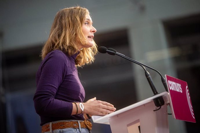 La líder de los Comuns en el Parlament, Jéssica Albiach, en la IV Assemblea de los Comuns.