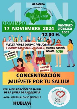 Cartel de la manifestación por la sanidad pública este domingo.