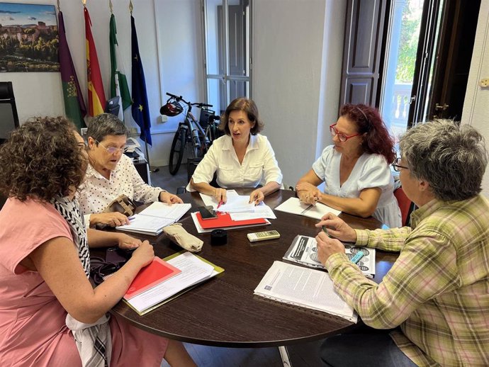 La edil del PSOE en el Ayuntamiento de Málaga Rosa del Mar Rodríguez en una reunión.