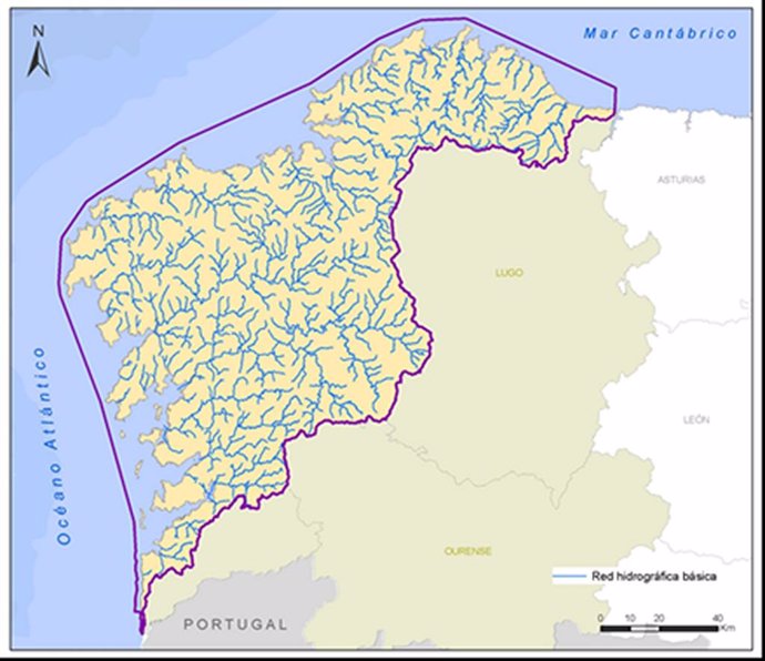 Archivo - Mapa de la cuenca hidrográfica Galicia Costa.