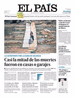 Portada de El País para el domingo 17 de noviembre de 2024.