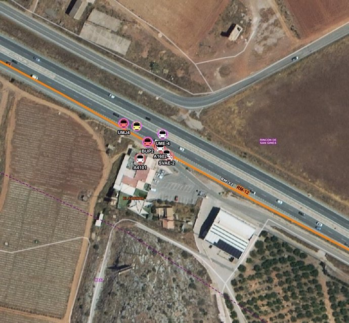 Imagen proporcionada por el Centro de Coordinación de Emergencias de la Región de Murcia sobre el accidente en El Algar (Cartagena)