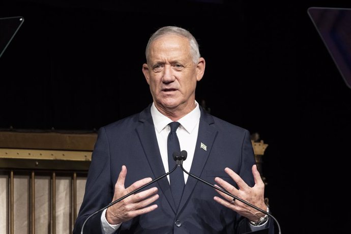 Archivo - September 12, 2022, New York, New York, United States: Israeli Minister of Defense Benjamin Benny Gantz speaks during annual Jerusalem Post conference at Gotham Hall. It was the first in-person JP conference in New York following postponements b