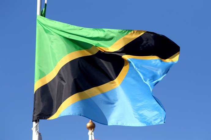 Archivo - June 9, 2024, Saint Petersburg, Russia: The flag of the United Republic of Tanzania seen in the gallery of flags of the participating countries in the framework of St. Petersburg International Economic Forum 2024