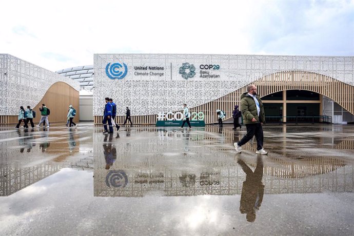 10 November 2024, Azerbaijan, Baku: The entrance walkway for guests at the UNFCCC COP29 Climate Conference site the day before the opening ceremony in Baku. This year's COP is thought to be the one of the most complex in it's history, as the world deals w