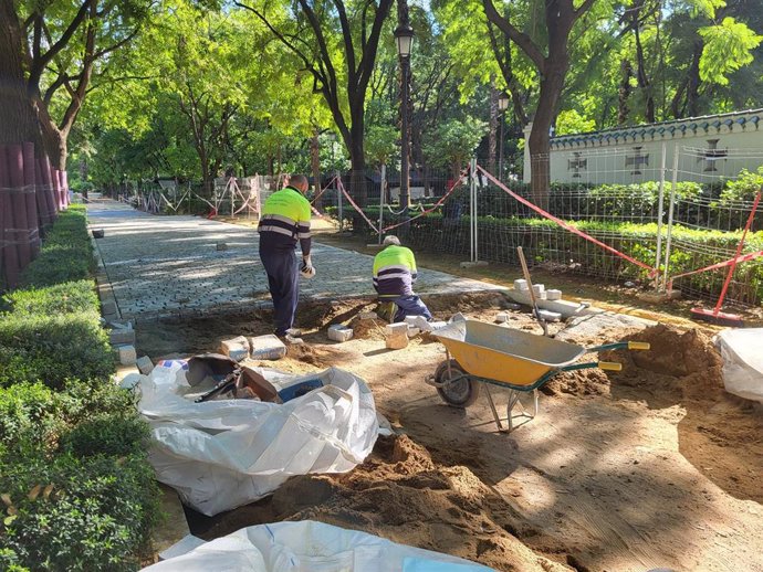 Las obras de renovación de los jardines del Prado de San Sebastián.