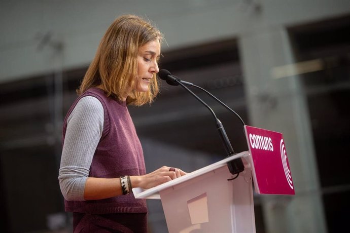 Líder de los Comuns en el Parlament, Jéssica Albiach, en la clausura de la IV Assemblea Nacional de los Comuns.