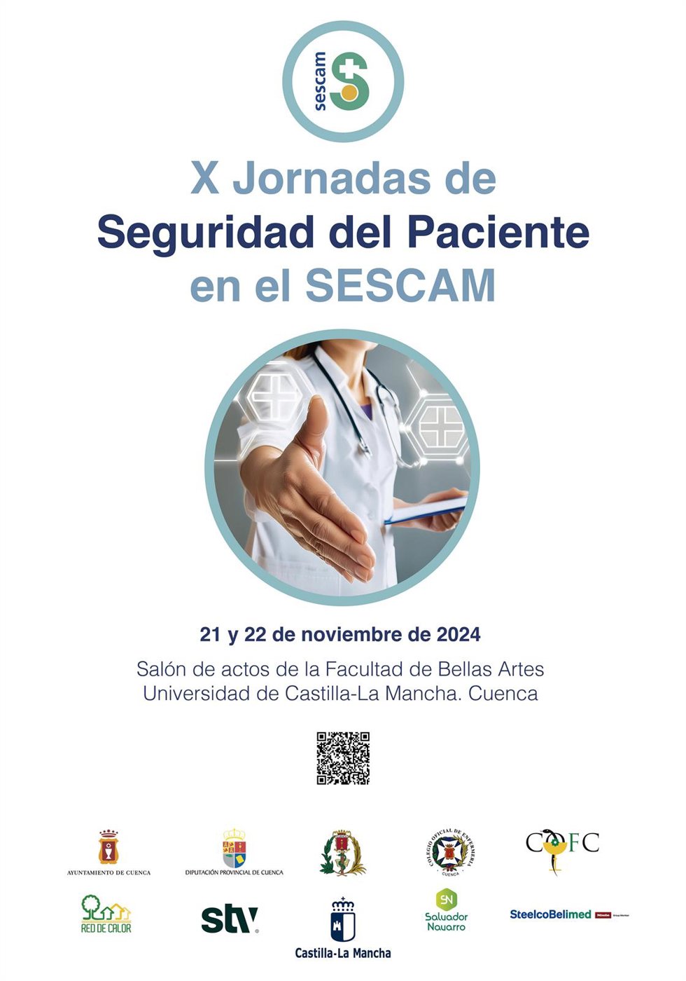 Cartel de la X Jornada de Seguridad del Paciente en el Sescam.