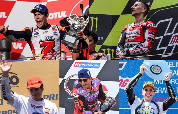 Marc Márquez, Jorge Lorenzo, Alex Crivillé, Jorge Martín y Joan Mir