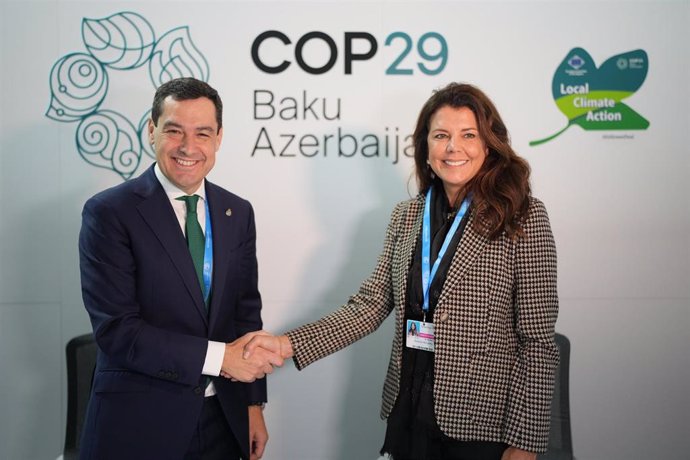 El presidente de la Junta de Andalucía, Juanma Moreno, mantiene una reunión con representantes de la Asociación Internacional de Desalación y Reutilización (IDRA) en el marco de la Conferencia de las Naciones Unidas sobre el Cambio Climático (COP29).