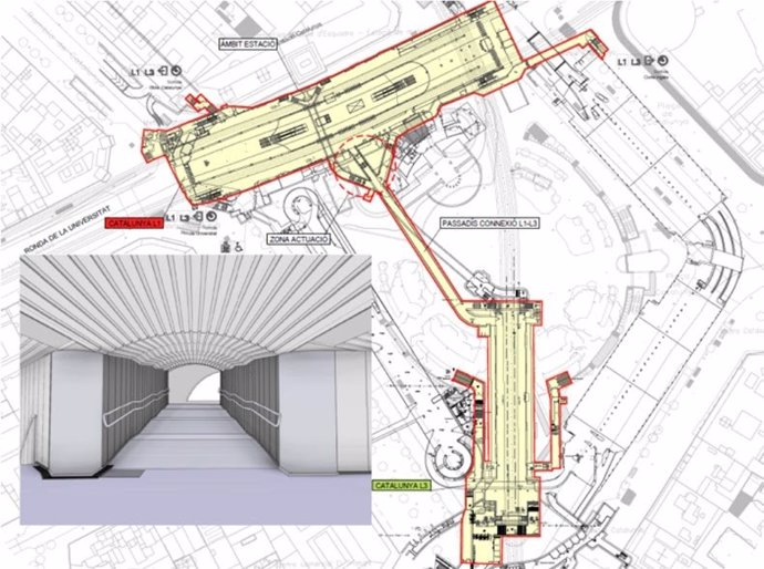 Actuación prevista en la estación de plaza Catalunya para mejorar la accesibilidad