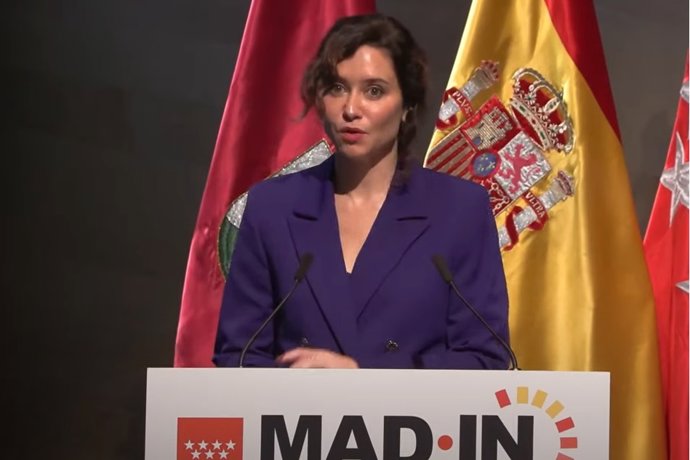 La presidenta de la Comunidad de Madrid, Isabel Díaz Ayuso, en la inauguración de Madrid Investment Forum, organizado por la Administración autonómica