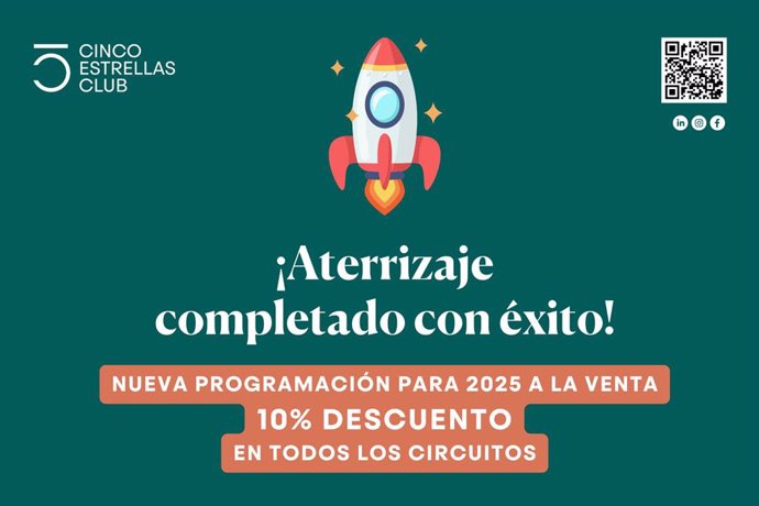 Cinco Estrellas Club lanza su nueva programación para 2025 con un descuento del 10%.