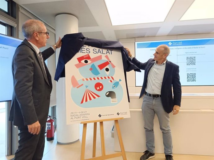 El presidente del Puerto de Barcelona, José Alberto Carbonell, y el director del Port Vell, David Pino, en la presentación de la sexta edición de 'Nadal al Port'