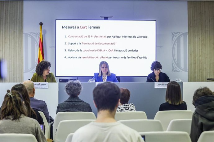 La consellera de Derechos Sociales e Inclusión, Mònica Martínez, ha presentado el plan para aumentar el número de familias de acogida de menores de entre 0 y 6 años.