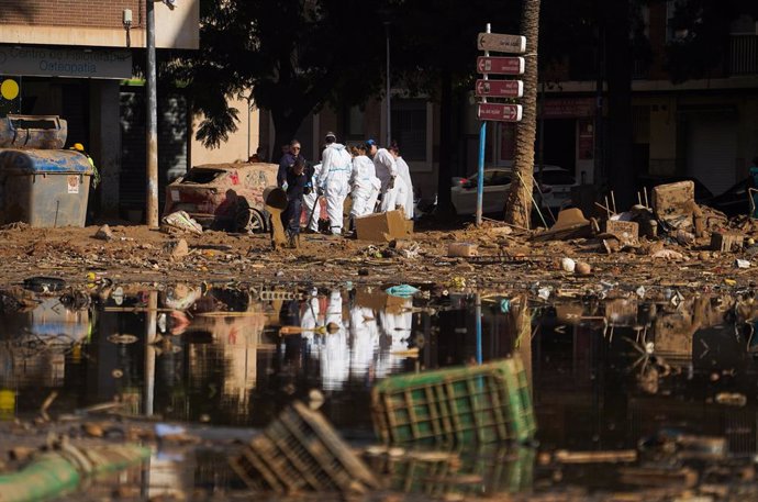 Labors de neteja en una zona afectada per la DANA, a 17 de novembre del 2024, a Paiporta, Valencia, Comunitat Valenciana (Espanya).