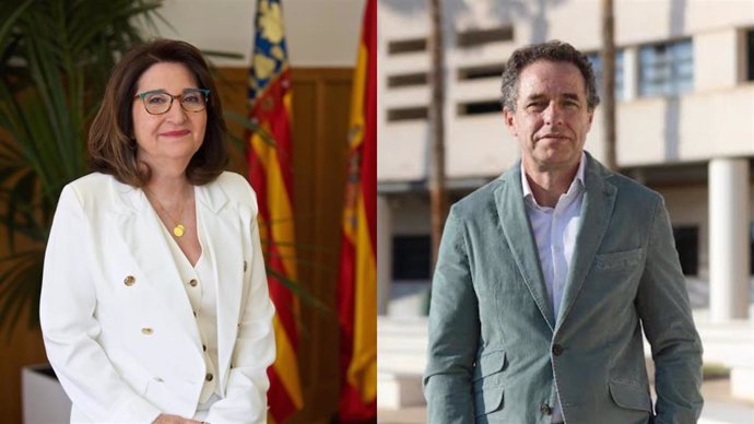 La candidata a la reelección como rectora de la UA, Amparo Navarro (i), y el candidato Enrique Herrero (d), en imágenes de archivo.