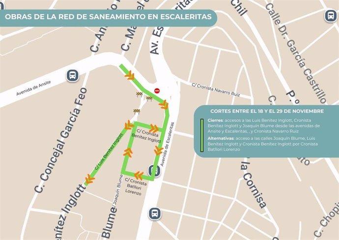 Mapa de reordenación del tráfico en la calle Joaquín Blume, en Las Palmas de Gran Canaria