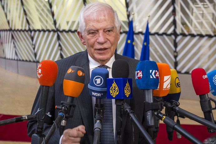 November 18, 2024, Brussels, Bxl, Belgium: Josep Borrell, EU HIGH REPRESENTATIVE and European Commission vice president  talks to the press prior to the Foreign Affairs  Council at European Council headquarters in Brussels, Belgium on 18/11/2024 EU Foreig