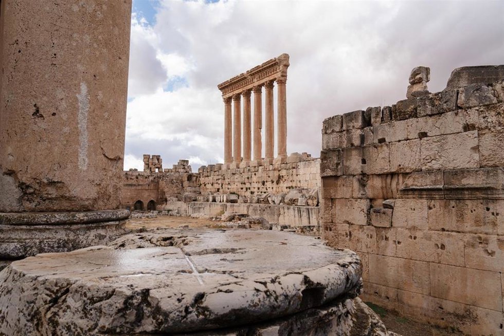Vista del Templo de Júpiter en el complejo de templos de Baalbek, Patrimonio de la Humanidad de la UNESCO en Líbano