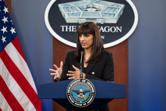 Archivo - July 12, 2024, Washington, District of Columbia, USA: Deputy Pentagon Press Secretary SABRINA SINGH conducts a press briefing at the Pentagon.