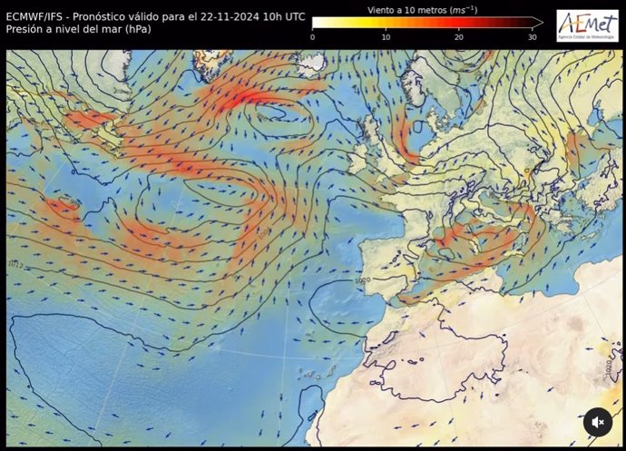 AEMET avisa de rachas superiores a los 80 km/h en el norte y este peninsular para mañana y el jueves.