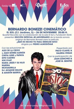 Fundación SGAE rinde homenaje a Bernardo Bonezzi por el 40 aniversario de su primera banda sonora para Pedro Almodóvar