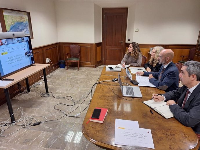 El subdelegado del Gobierno en Málaga, Javier Salas, en la reunión por videconferencia con los ayuntamientos afectados por el temporal.