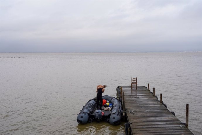 Diversos militars de l'Armada preparen una llanxa per al treball de recerca a L'Albufera, a 14 de novembre del 2024, a València, Comunitat Valenciana (Espanya). 