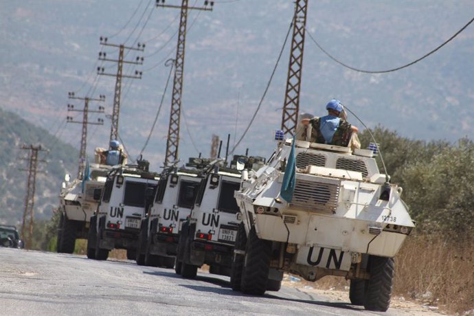 Archivo - MARJEYOUN, Aug. 29, 2024  -- The United Nations Interim Force in Lebanon (UNIFIL) vehicles are on patrol in Marjayoun, Lebanon, Aug. 28, 2024.   The UN Security Council unanimously adopted a resolution on Wednesday to extend the mandate of the U